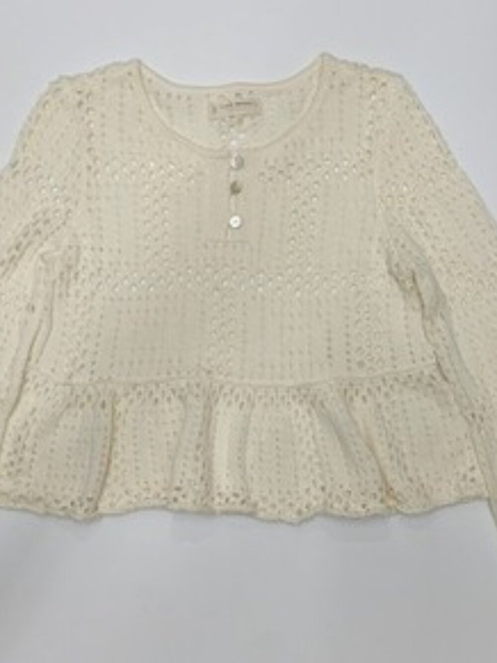 Lucky Brand Women's Cream Long Sleeve Knit Blouse Size S